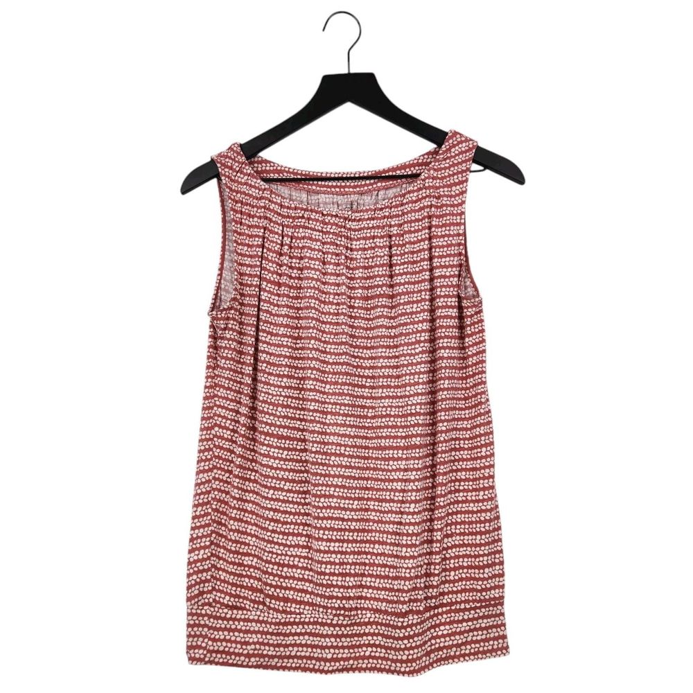 Ann Taylor Loft Sleeveless Pullover Top XS Pink Geo Print Stretch Flowy Summer